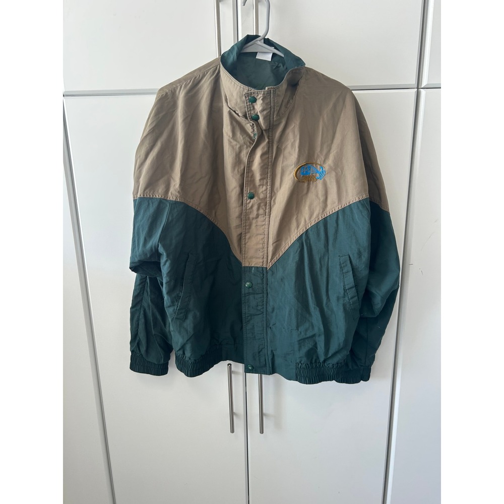 Vintage PPG Bronze Certified Colorblock Windbreaker Jacket Green Tan Retro 90s